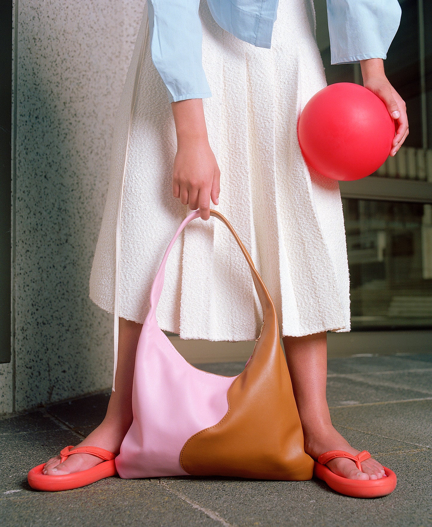 Libra Bag - Tan / Candy Pink