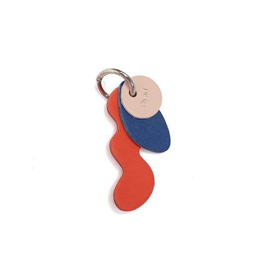 Squiggle Charm - Lobster Red / Cobalt